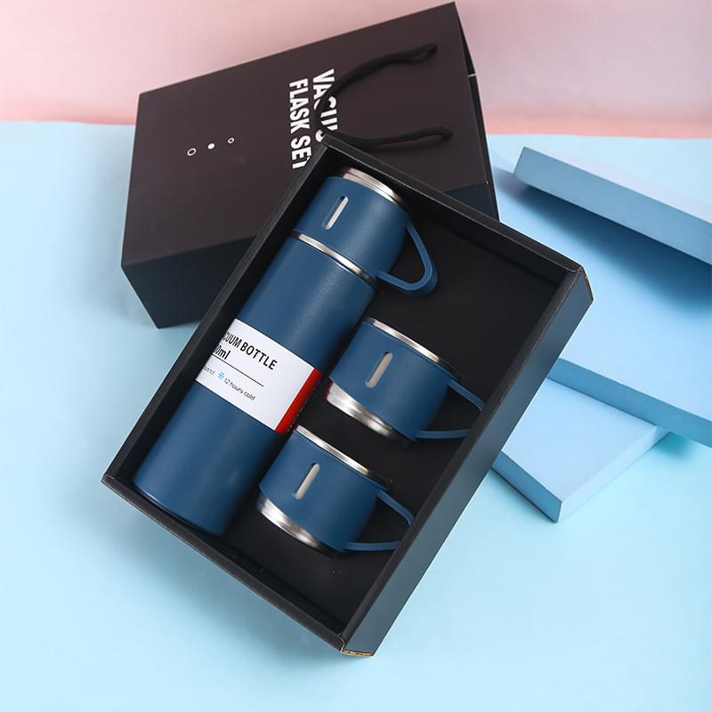 500ml Stainless Steel Vacuum Insulated Flask Set with 3 Cups
