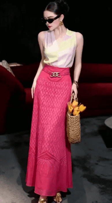Heavy Industry Hot Diamond Half-Length Skirt Women's Elegant Mesh Midi Skirt - Image 3