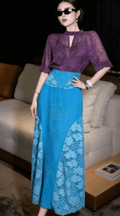 Heavy Industry Hot Diamond Half-Length Skirt Women's Elegant Mesh Midi Skirt - Image 5