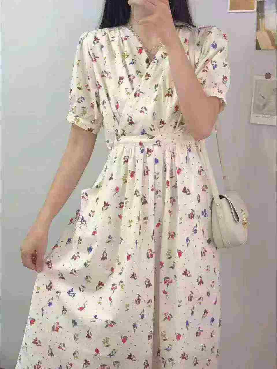Women's Summer Chiffon Long Dress Floral Casual Maxi Dress