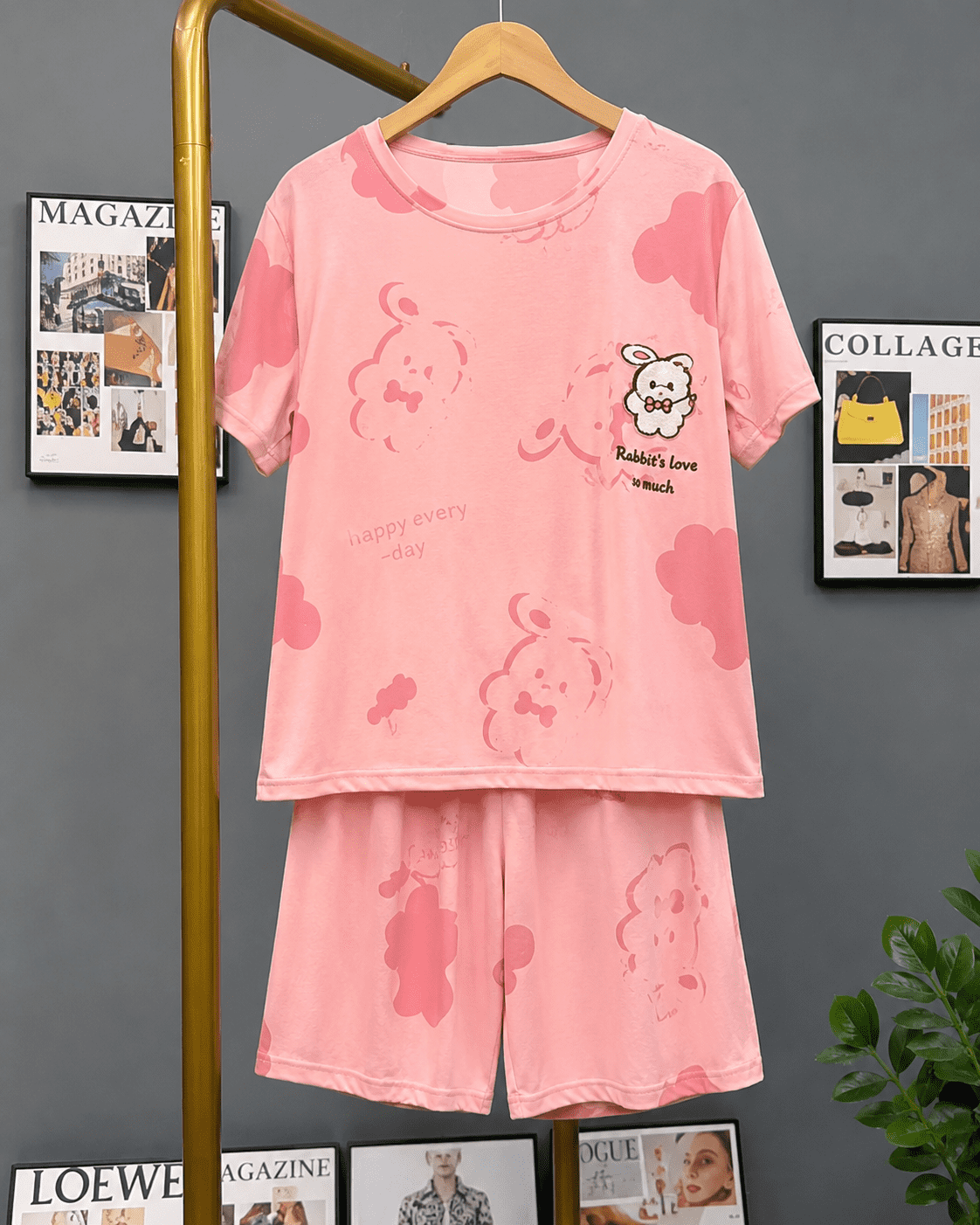 Summer Short Sleeve Pajama Shorts Set - Image 5