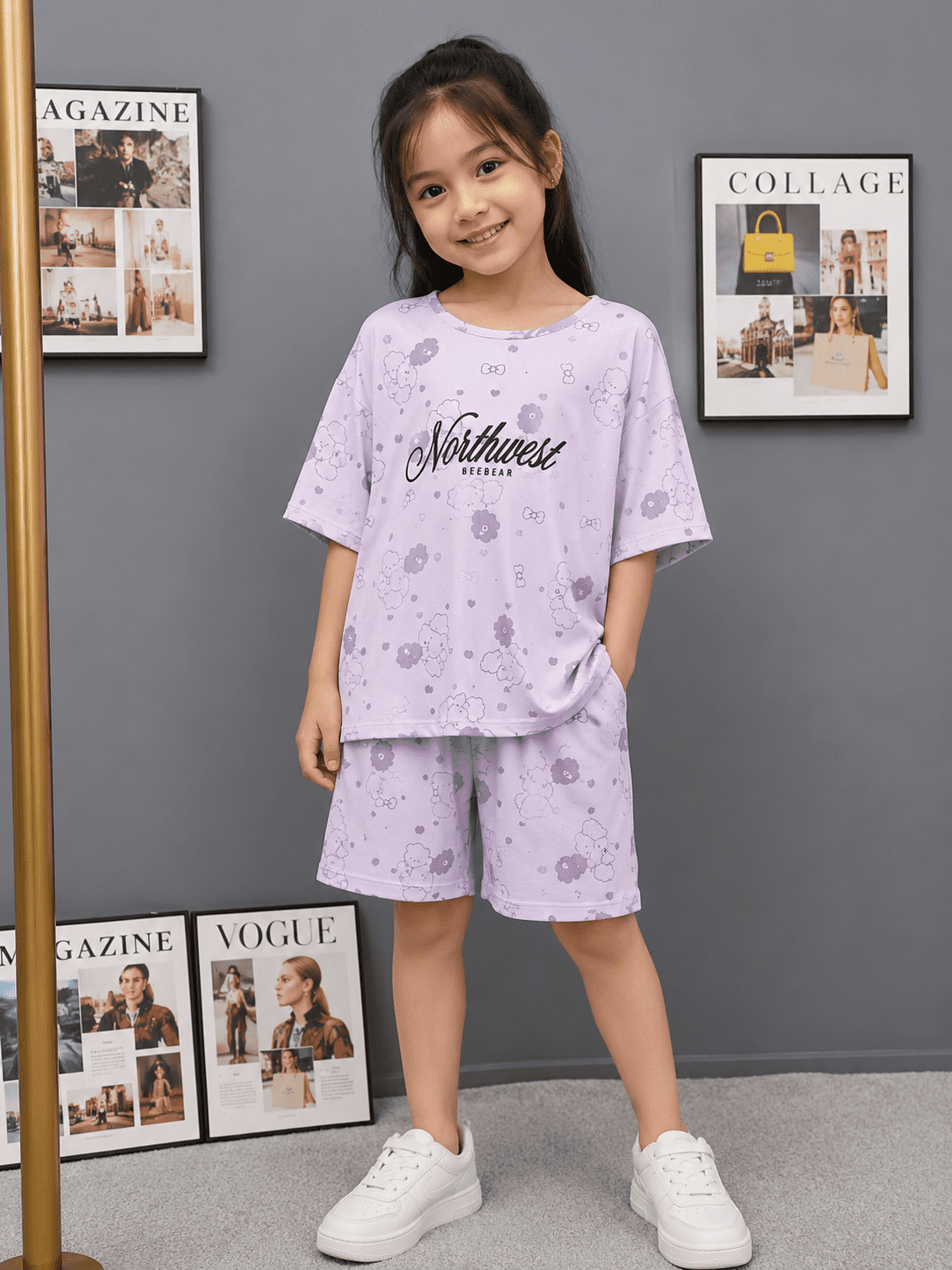 Summer Short Sleeve Pajama Shorts Set - Image 3