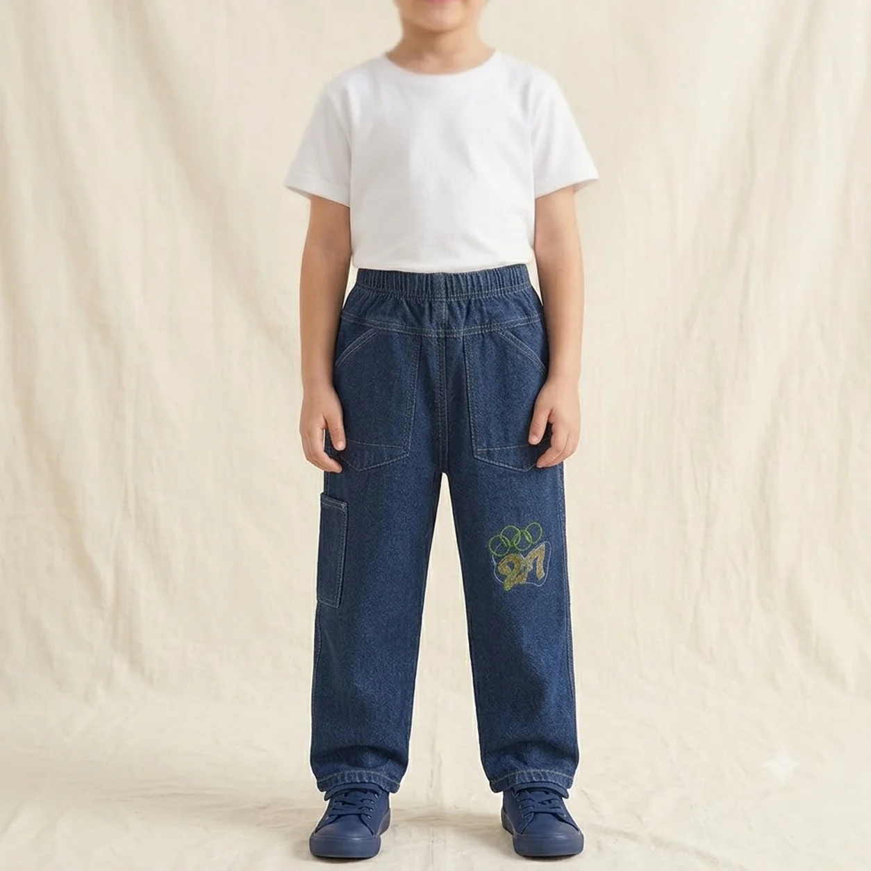 Kids Vintage Blue Denim Harem Jeans - Image 1
