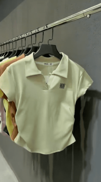 Women’s Slim-Fit Cotton V-Neck Polo Shirt - Image 5