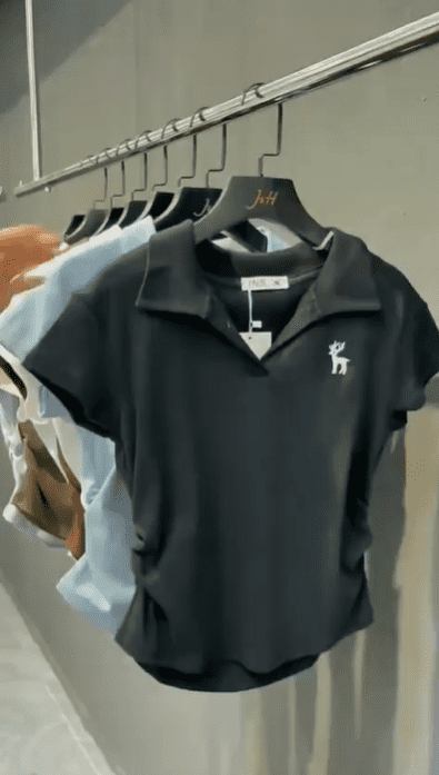 Women’s Slim-Fit Cotton V-Neck Polo Shirt - Image 11