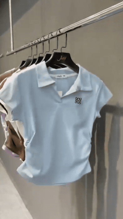 Women’s Slim-Fit Cotton V-Neck Polo Shirt - Image 12