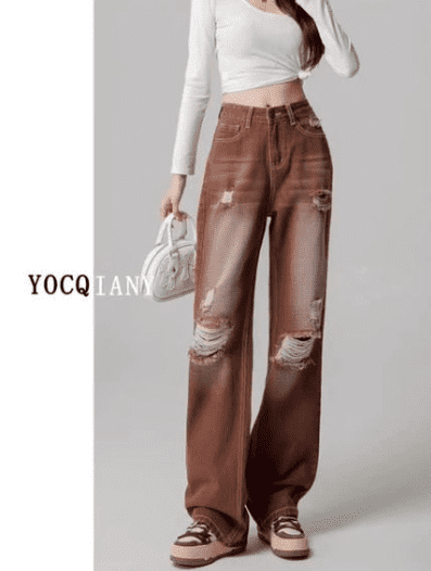 High Waist Wide Leg Denim Jeans For Women