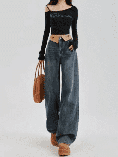 High Waist Wide Leg Denim Jeans For Women - Image 3