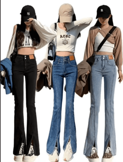 High Waist Wide Leg Denim Jeans For Women