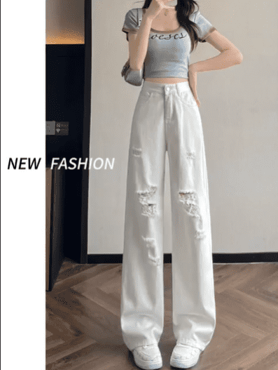 High Waist Wide Leg Denim Jeans For Women - Image 6