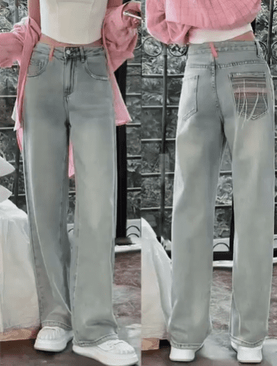 High Waist Wide Leg Denim Jeans For Women - Image 9