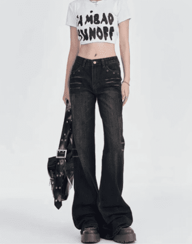 High Waist Wide Leg Denim Jeans For Women - Image 10