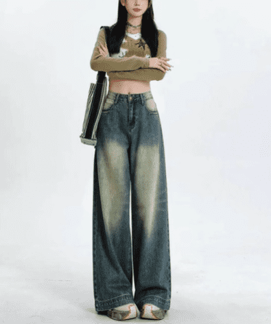 High Waist Wide Leg Denim Jeans For Women - Image 11