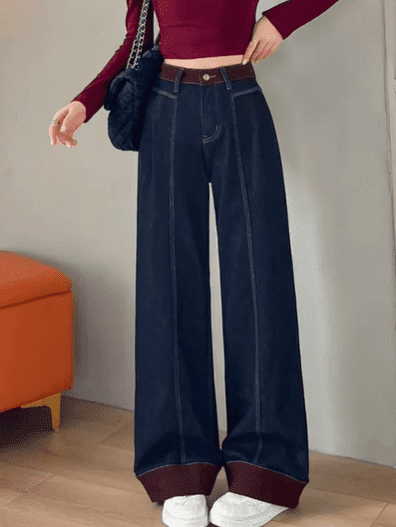 High Waist Wide Leg Denim Jeans For Women - Image 12
