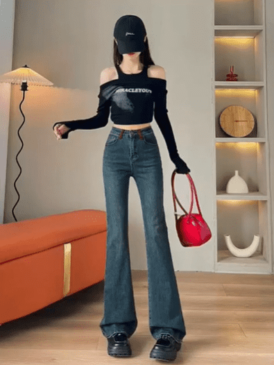 High Waist Wide Leg Denim Jeans For Women - Image 13