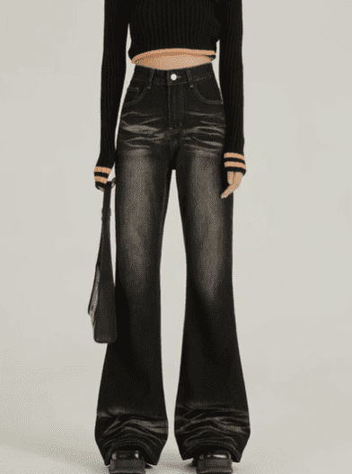 High Waist Wide Leg Denim Jeans For Women - Image 15