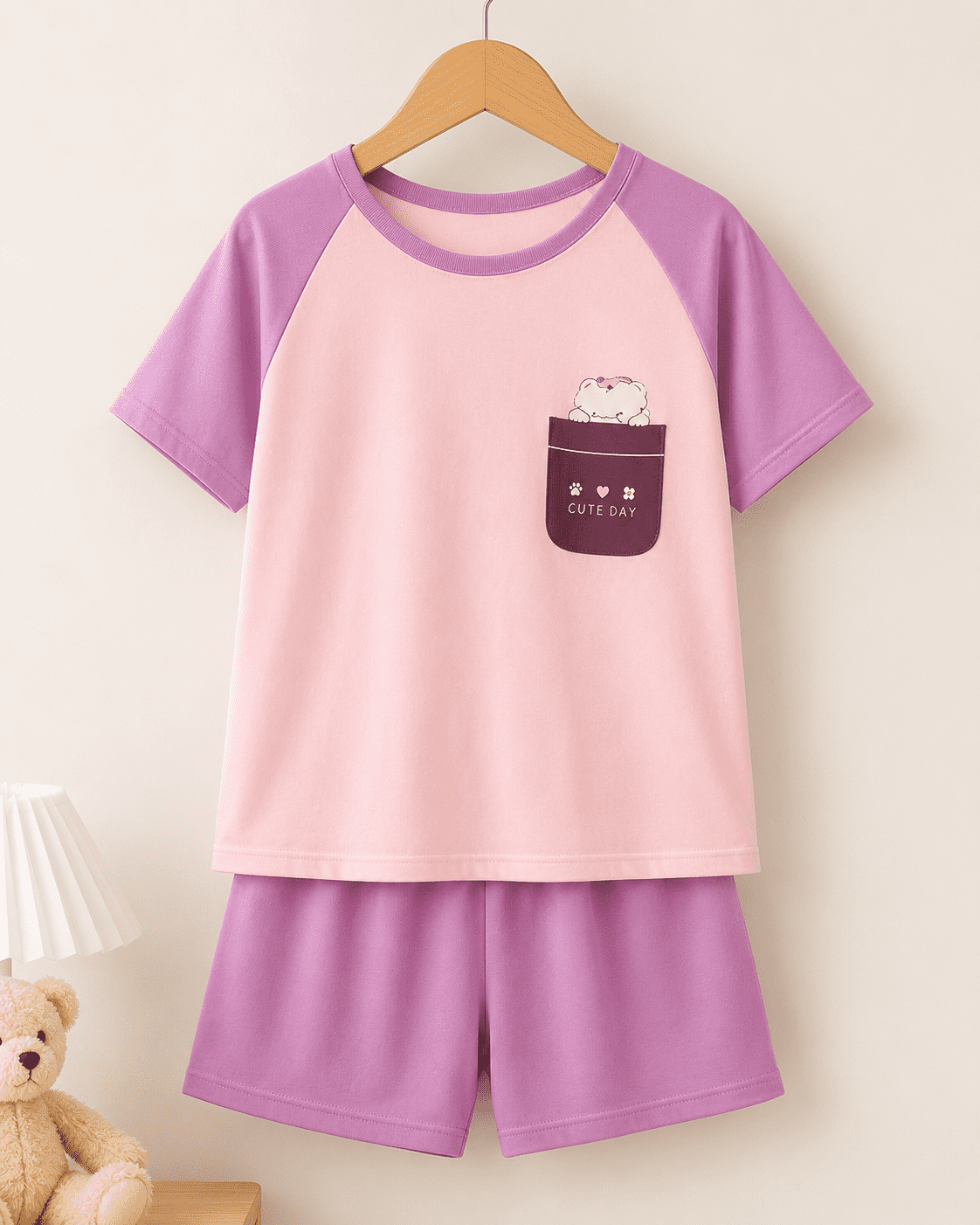 Summer Short Sleeve Pajama Shorts Set - Image 7
