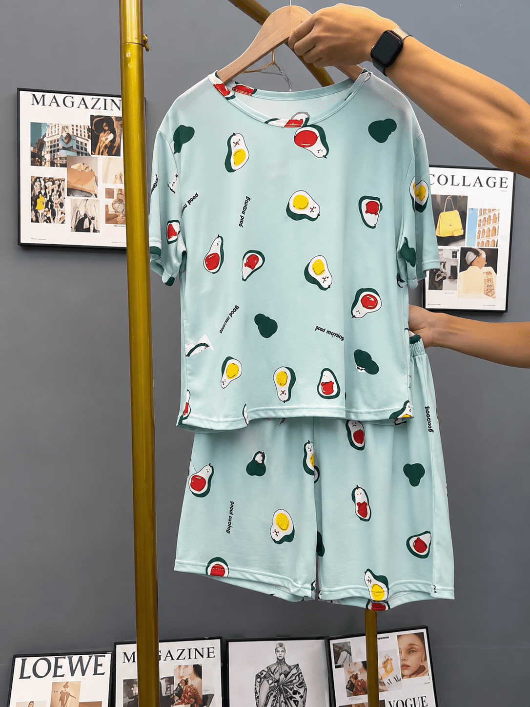 Summer Short Sleeve Pajama Shorts Set - Image 8