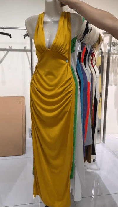 Elegant Ruched Sleeveless Evening Party Dress - Image 7
